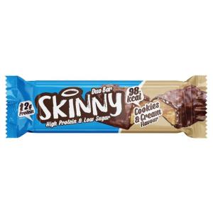  سكيني بار عالي البروتين قليل السكر بنكهة الكوكيز و الكريمة 60 جم   - Skinny High Protein Low Sugar Due Bar Cookies & Cream 60G 