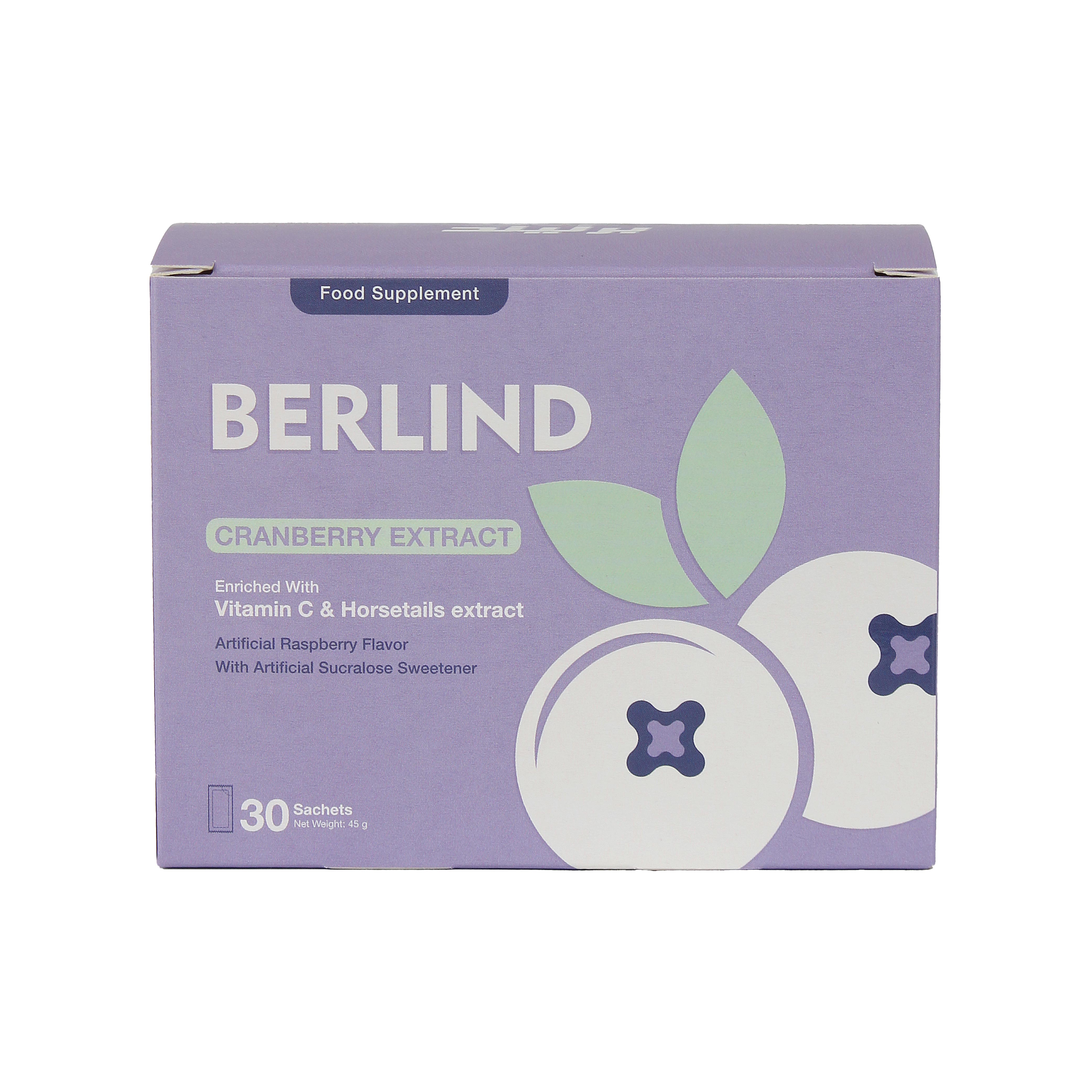   بيرلند خلاصة التوت البري مع الأعشاب الطبيعية وفيتامين سي 10 أكياس - Berlind Cranberry Extract 36% PAC with Herbal Extracts and Vitamin C 10 Sachets 