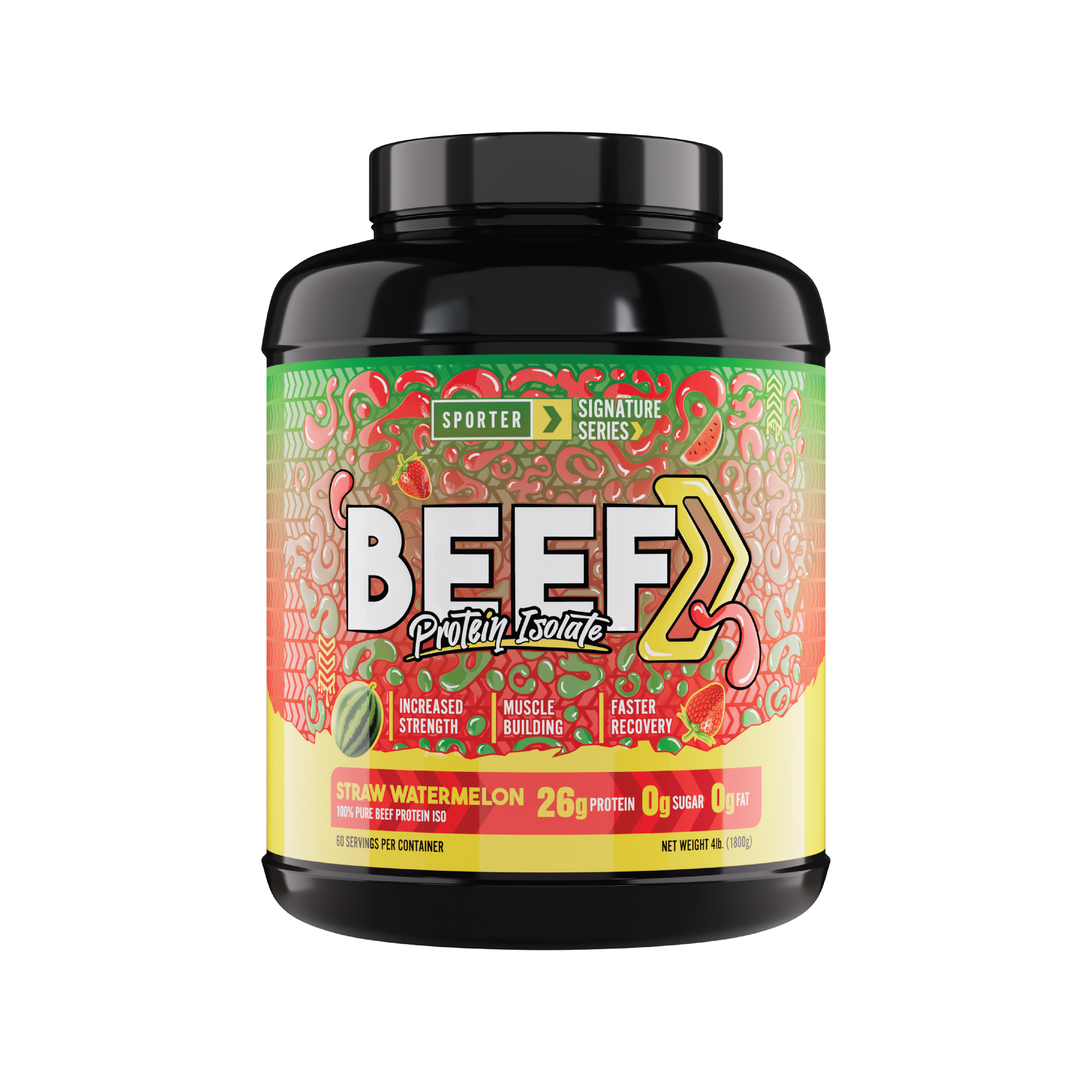  سبورتر – بيف بروتين آيزوليت – فراولة وبطيخ – 4 باوند - Sporter - Beef Protein Isolate - Strawberry Watermelon - 4 lbs 