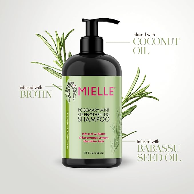  ميلي أورجانيكس شامبو تقوية الشعر بالروزماري والنعناع ، مملوء بالبيوتين، 12 أونصة-Mielle Organics Rosemary Mint Strengthening Shampoo, Infused w/Biotin, 12 Ounces 