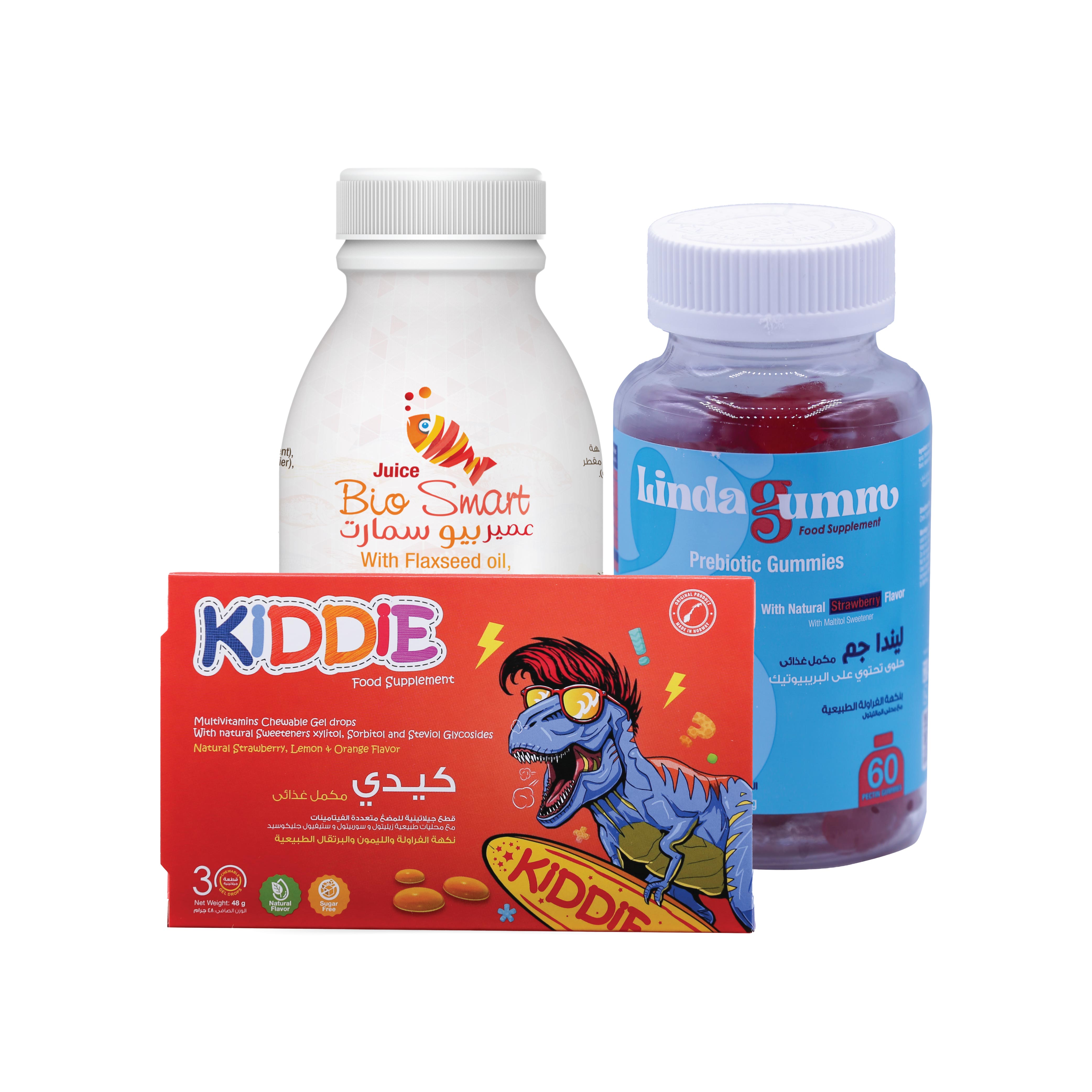  بكج مناعة الأطفال 1 (كيدي - لينداجم بربيوتيك - بيوسمارت) - Kids Immunity 1 Package (Kiddie– Lindagem Probiotic – BIOsmart) 