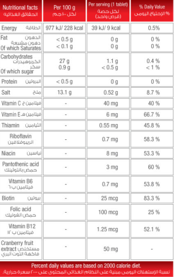  نيوتريكس - التوت البري - الأقراص الفوارة للوقاية من التهابات المسالك البولية-20قرص-Nutrix - Cranberry - Effervescent TabletsTo prevent urinary tract infections 20 tablets 