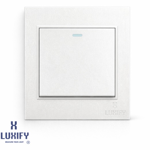 LUXIFY single switch pearl white, elegant design, smooth lighting control, flame-resistant