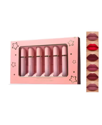  💄 مجموعة ملمع الشفاه المات – 6 ألوان بتصميم رصاصات لطيف ولمسة ناعمة تدوم طويلاً 
