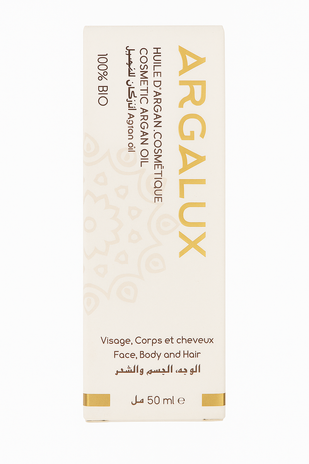  زيت الأرگان التجميلي العضوي ARGALUX – للوجه والجسم والشعر (50ml) المغربي 