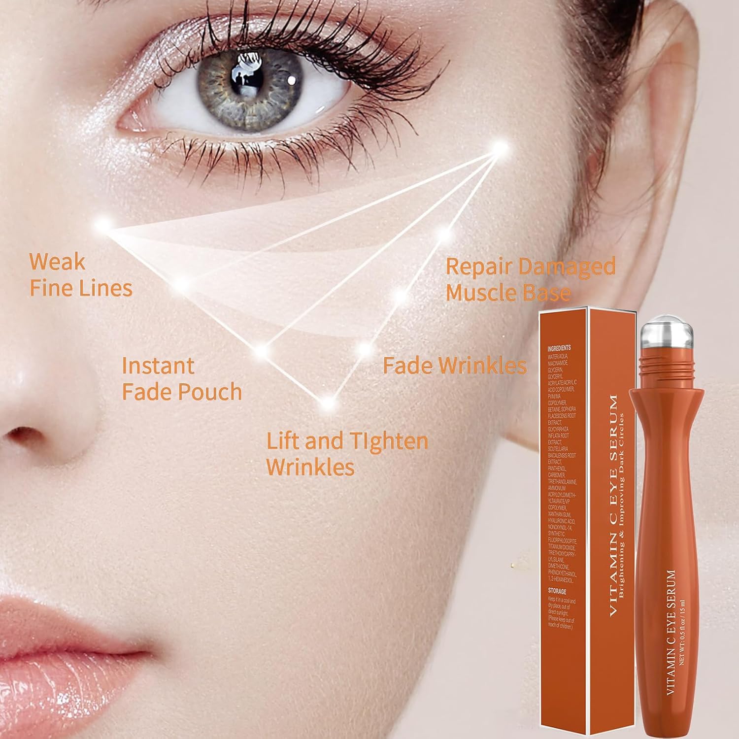  Vitamin C Eye سيروم فيتامين سي تحت العين رول مضاد للشيخوخة 