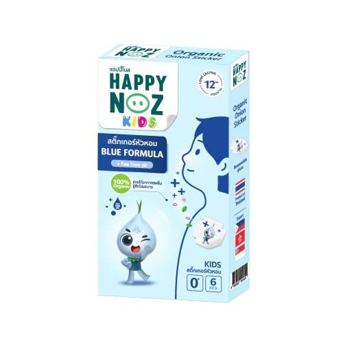  Happy Noz ، ملصق بصل عضوي بزيت شجرة الشاي ، للتخفيف من الحساسية وانسداد الأنف ، آمن للطفل وسهل الاستخدام ، فقط الصقه على الملابس أو القناع. 6 رقع علبة بمدة 12 ساعة، من هابي نوز 