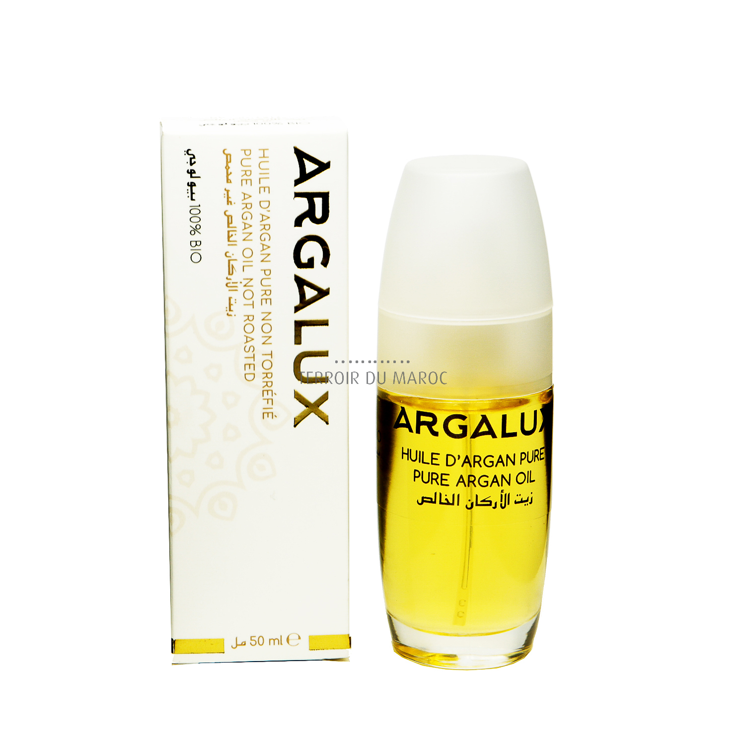  زيت الأرگان التجميلي العضوي ARGALUX – للوجه والجسم والشعر (50ml) المغربي 