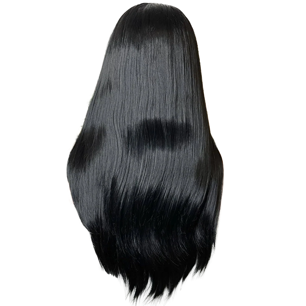 باروكة شعر طبيعي ذات جودة عالية  بلون اسود طول شعر قصير وكثافة شعر 180