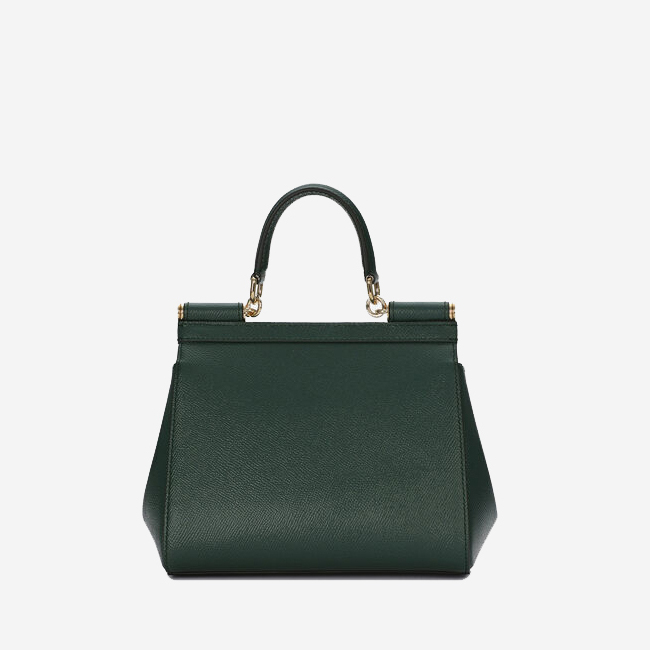  Dolce and Gabbana Sicily Calfskin Leather Logo Handbag 
