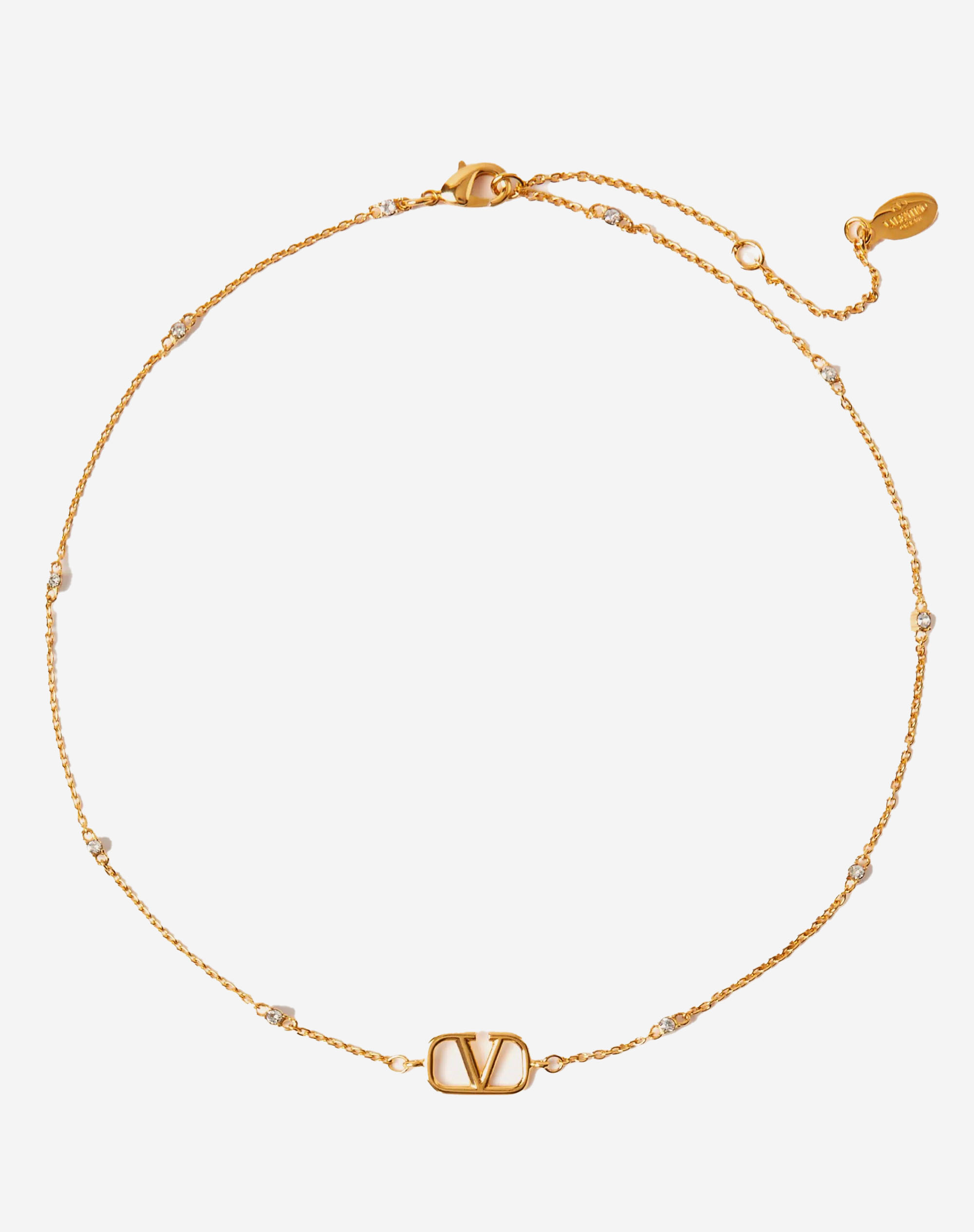  MINI VLOGO SIGNATURE NECKLACE IN METAL AND SWAROVSKI CRYSTALS (Pre-Order Within 14 Days) 