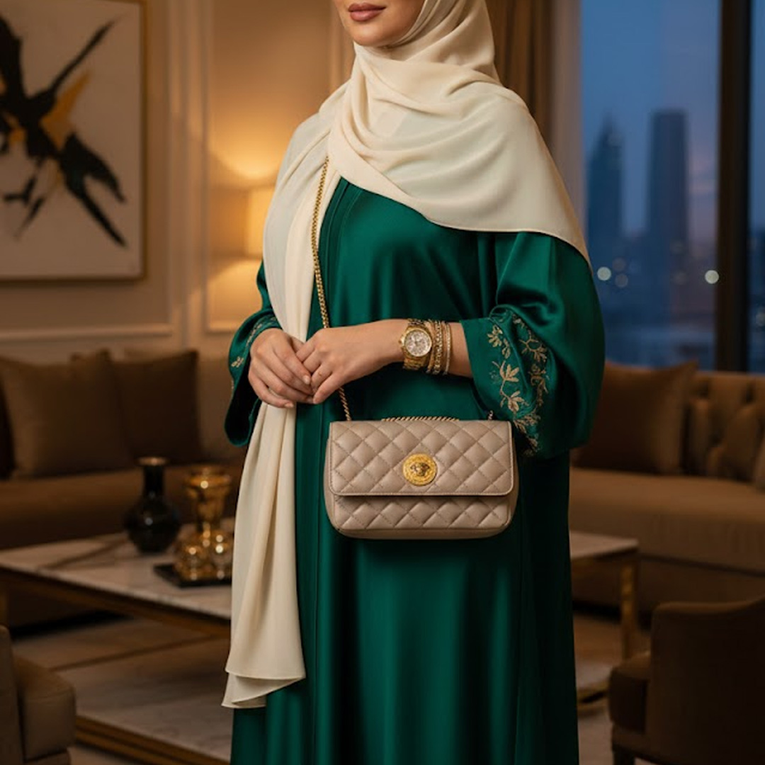  حقيبة كتف صغيرة من الجلد المزخرف باللون الرمادي ماركة فرزاتشي 