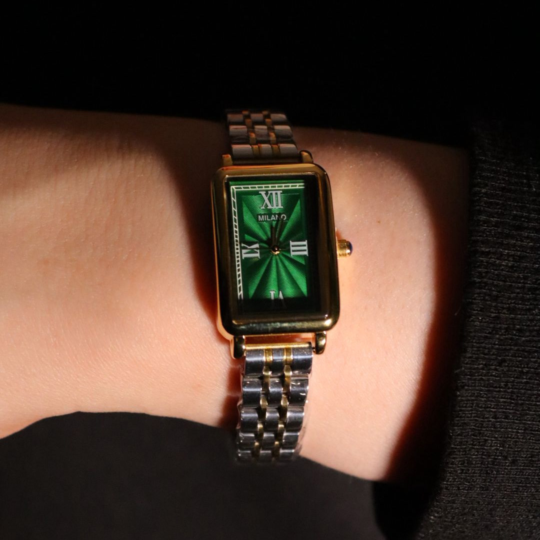  Milano Steel Tourbillon‑Style Green Dial Watch 