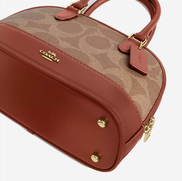  Coach Sabrina Satchel Bag In Signature Canvas Tan/Caramel  