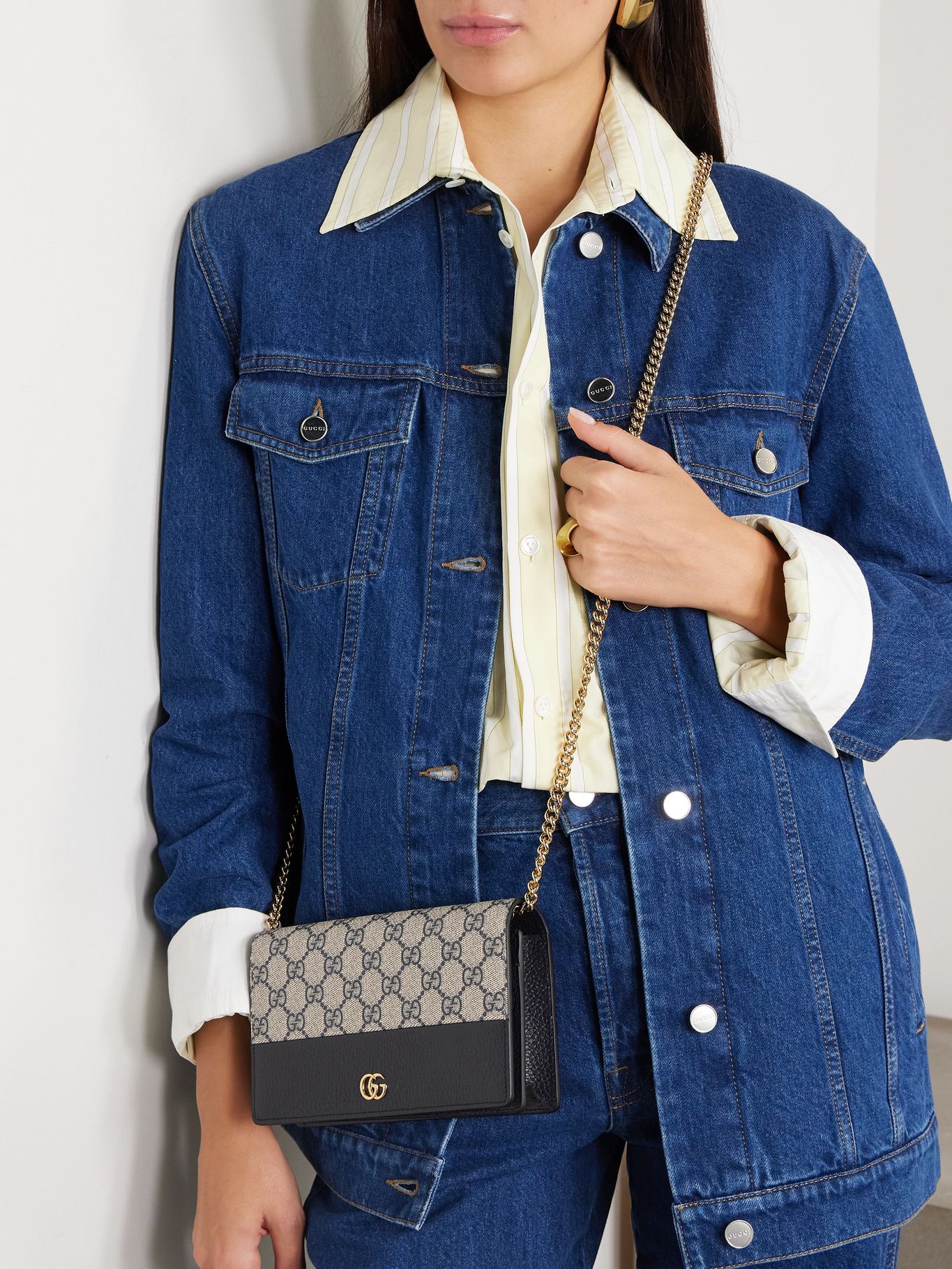  Gucci GG Marmont bi-color mini chain bag 