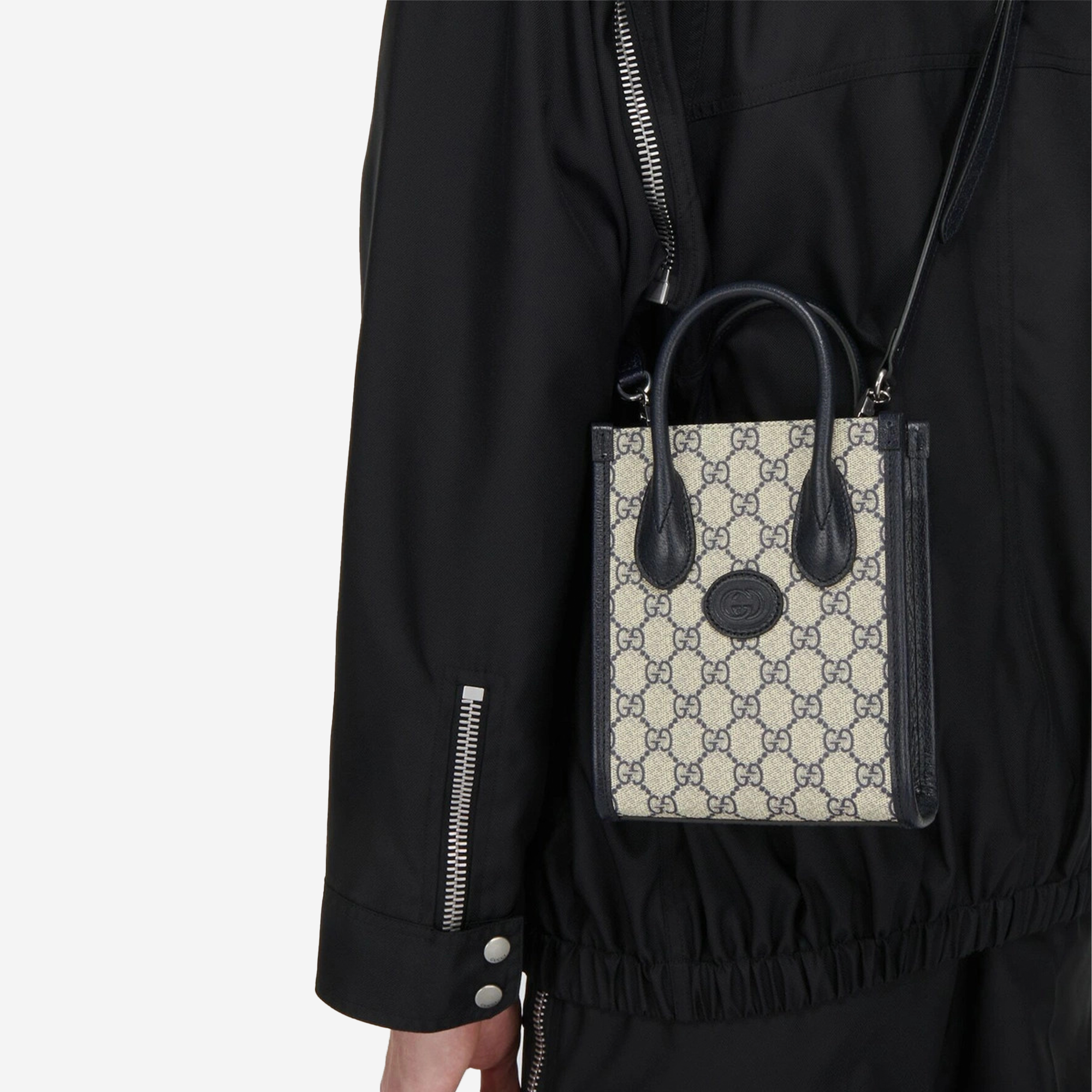  Gucci Mini Tote Bag with Interlocking G Navy Blue  