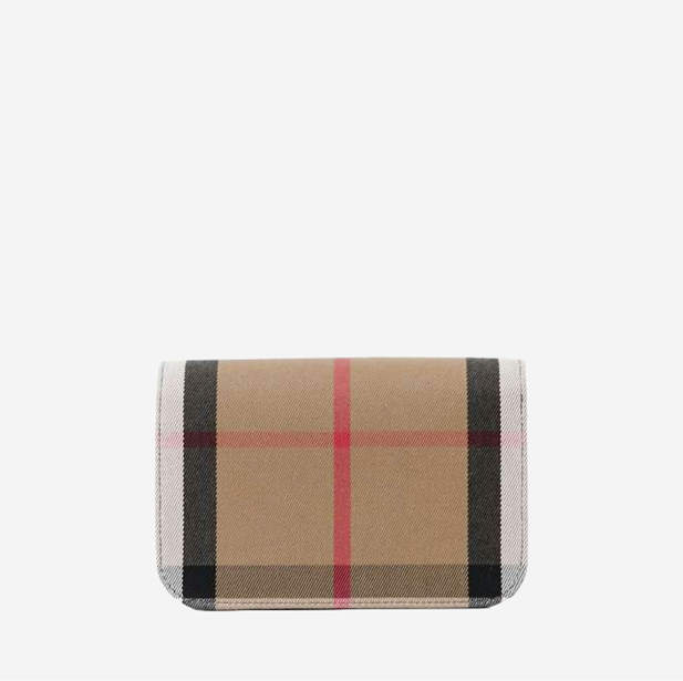  Burberry Check Canvas & Leather Shoulder Bag Women's Beige 