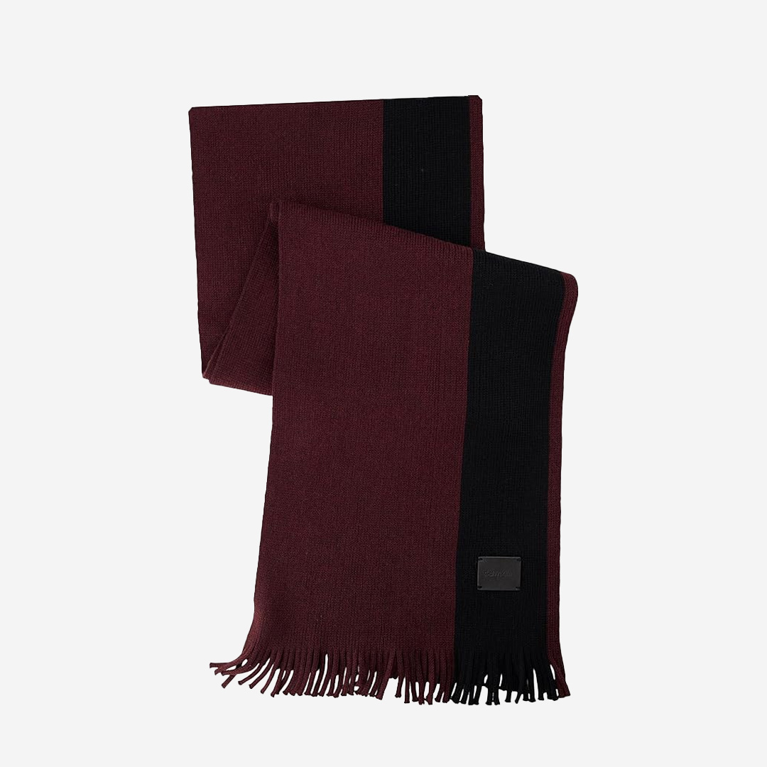   Calvin Klein Men's Thick Wool Blend Side Stripe Logo Scarf 
