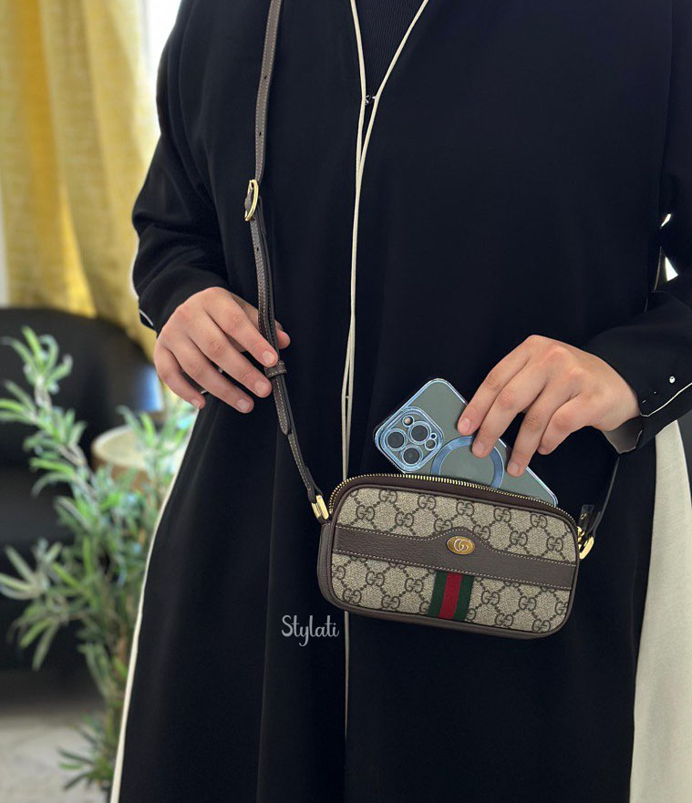  Gucci Canvas Ophidia Mini Crossbody Bag Beige / Brown  