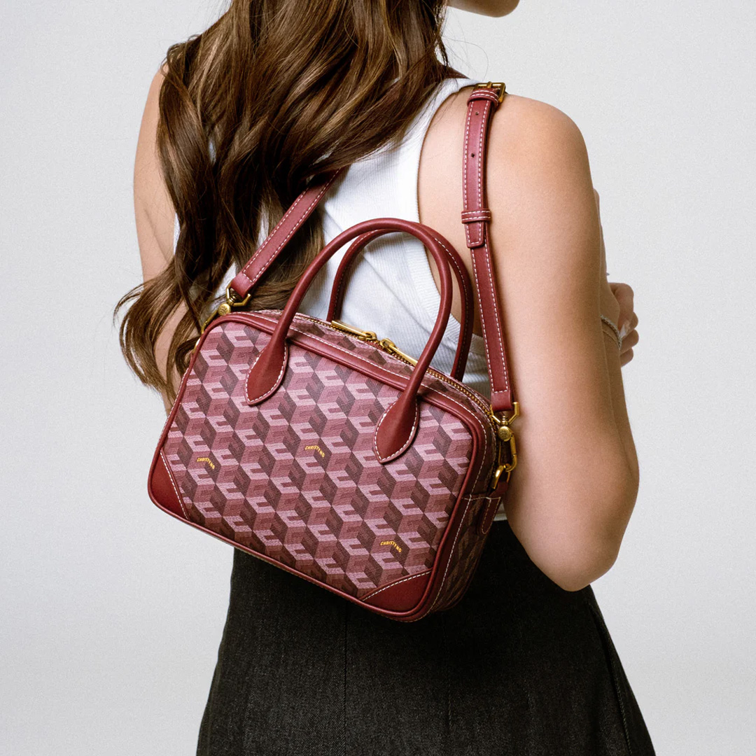  Christy Ng Marcelo Square Tote Bag Burgundy 