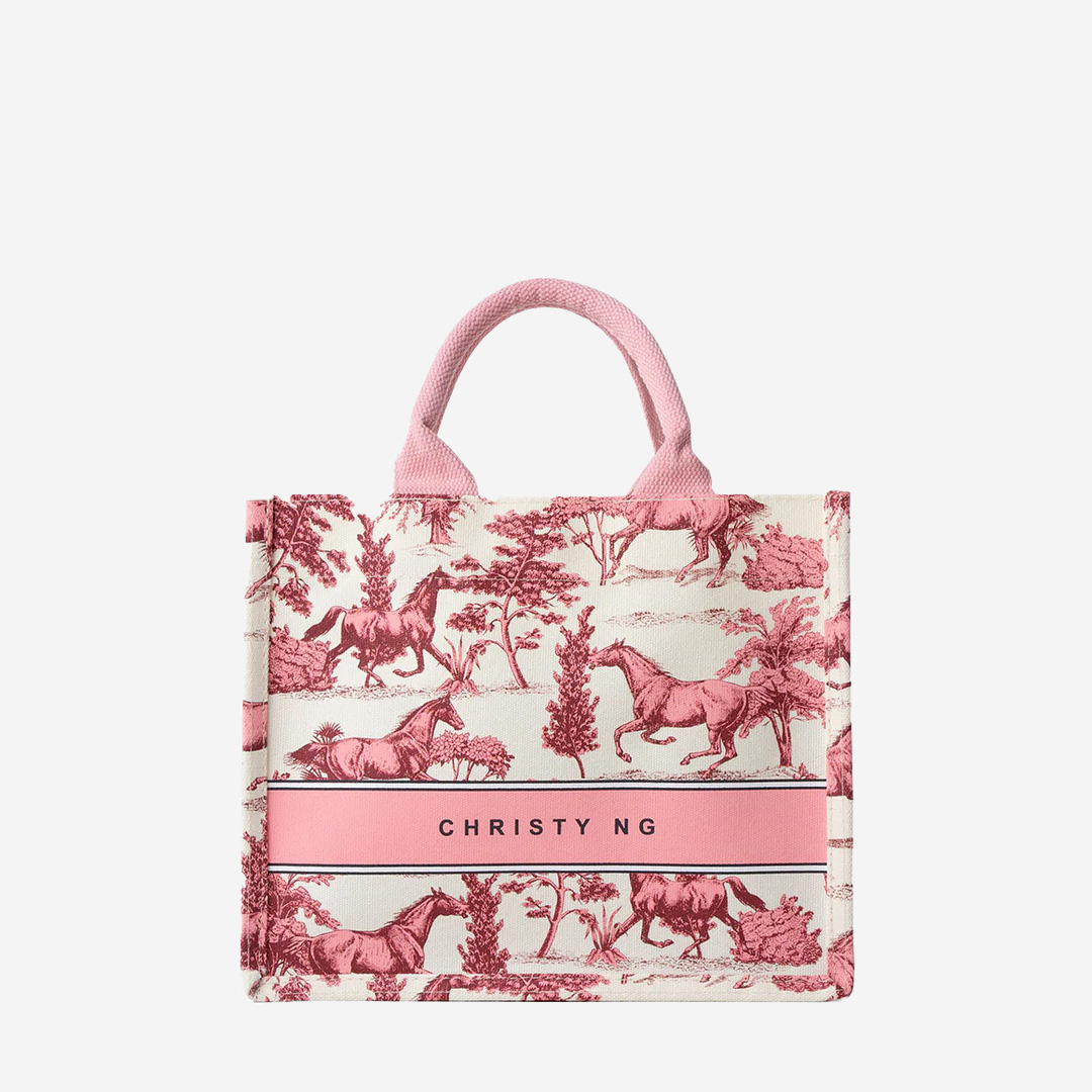 Christy Ng Toile Horse Mini Canvas Tote White 