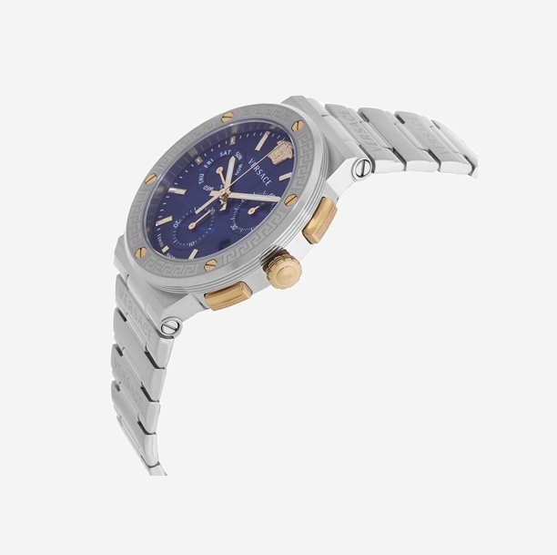  Versace Greca Logo Chronograph Quartz Blue Dial Men's Watch 