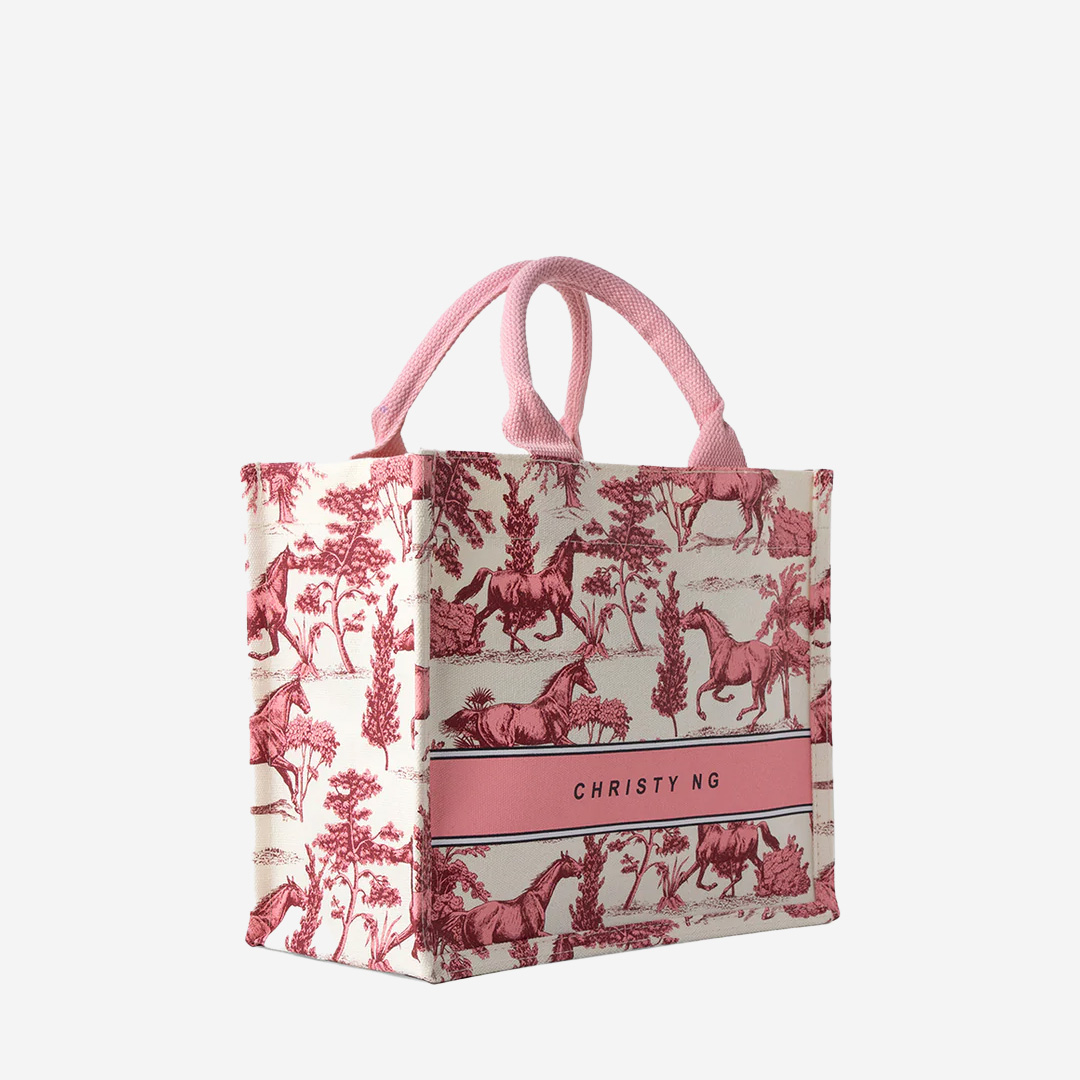  Christy Ng Toile Horse Mini Canvas Tote White 