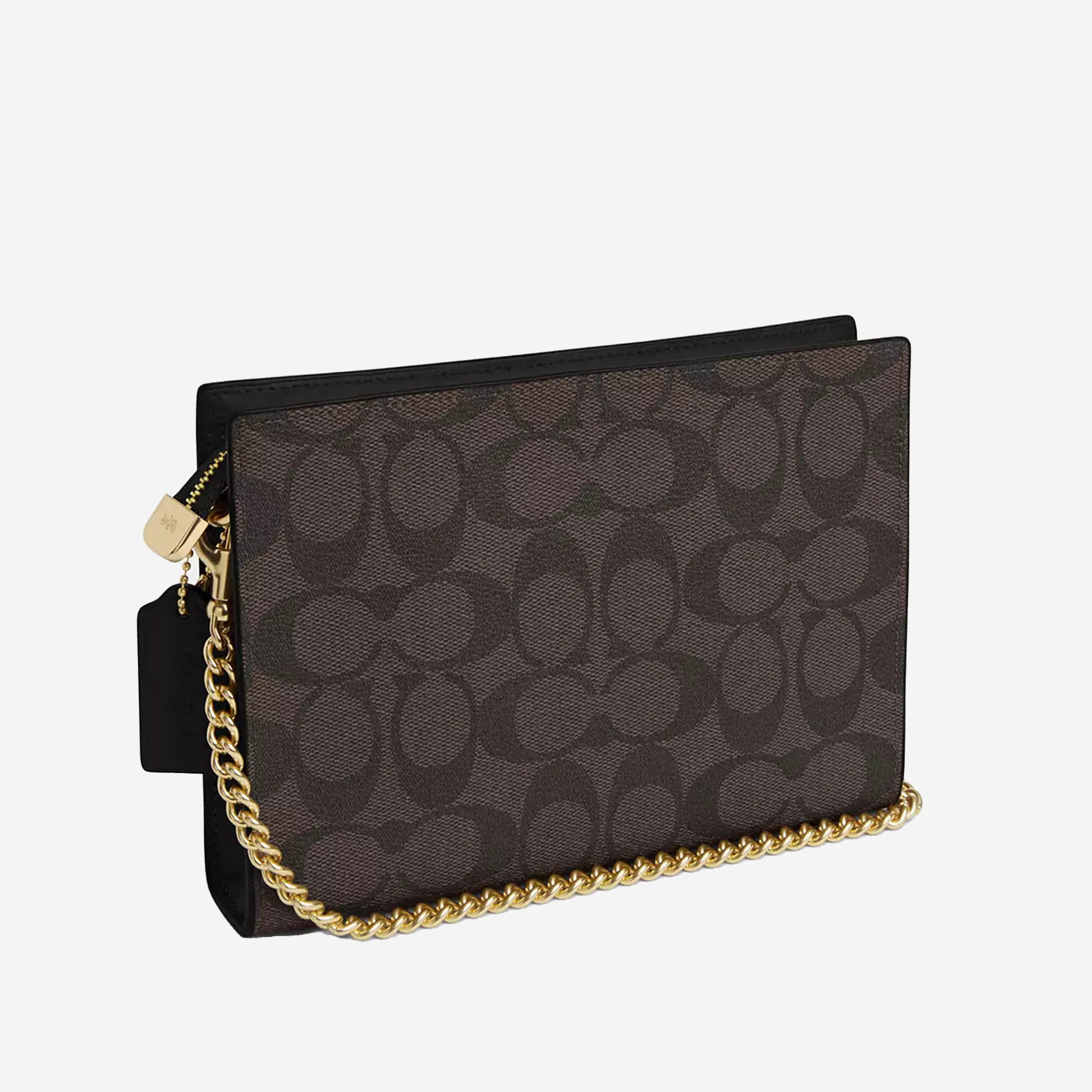  Coach Slim Crossbody Bag In Signature Canvas Gold/Brown Black 