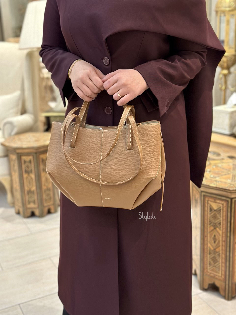  Polene Cyme Mini Edition Camel Grainé 