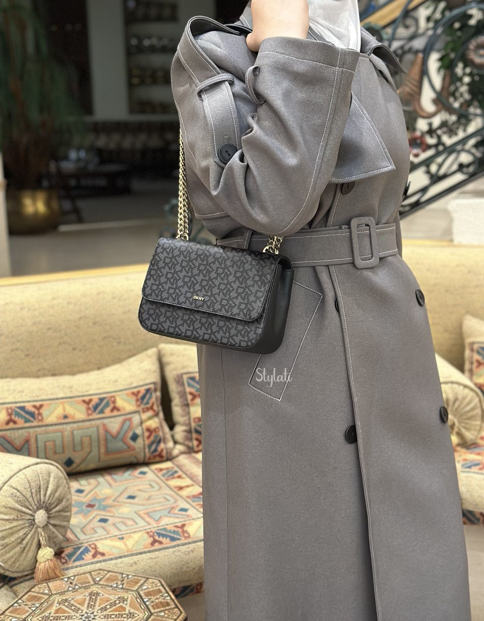  DKNY Millie Flap Shoulder Bag Black / Silver 