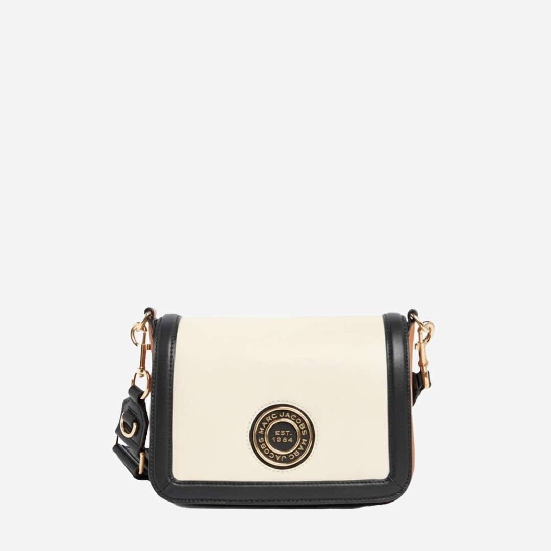  Marc Jacobs Insignia Full Flap Disk Logo Crossbody Smoked Almond 