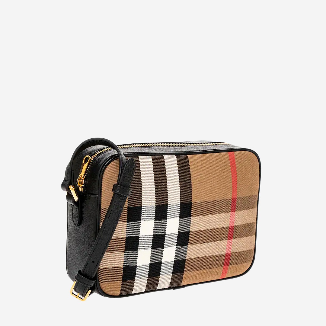  Burberry Camera Leather Cross Body Shoulder Bag Black 