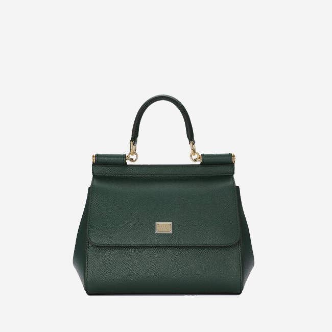 Dolce and Gabbana Sicily Calfskin Leather Logo Handbag 