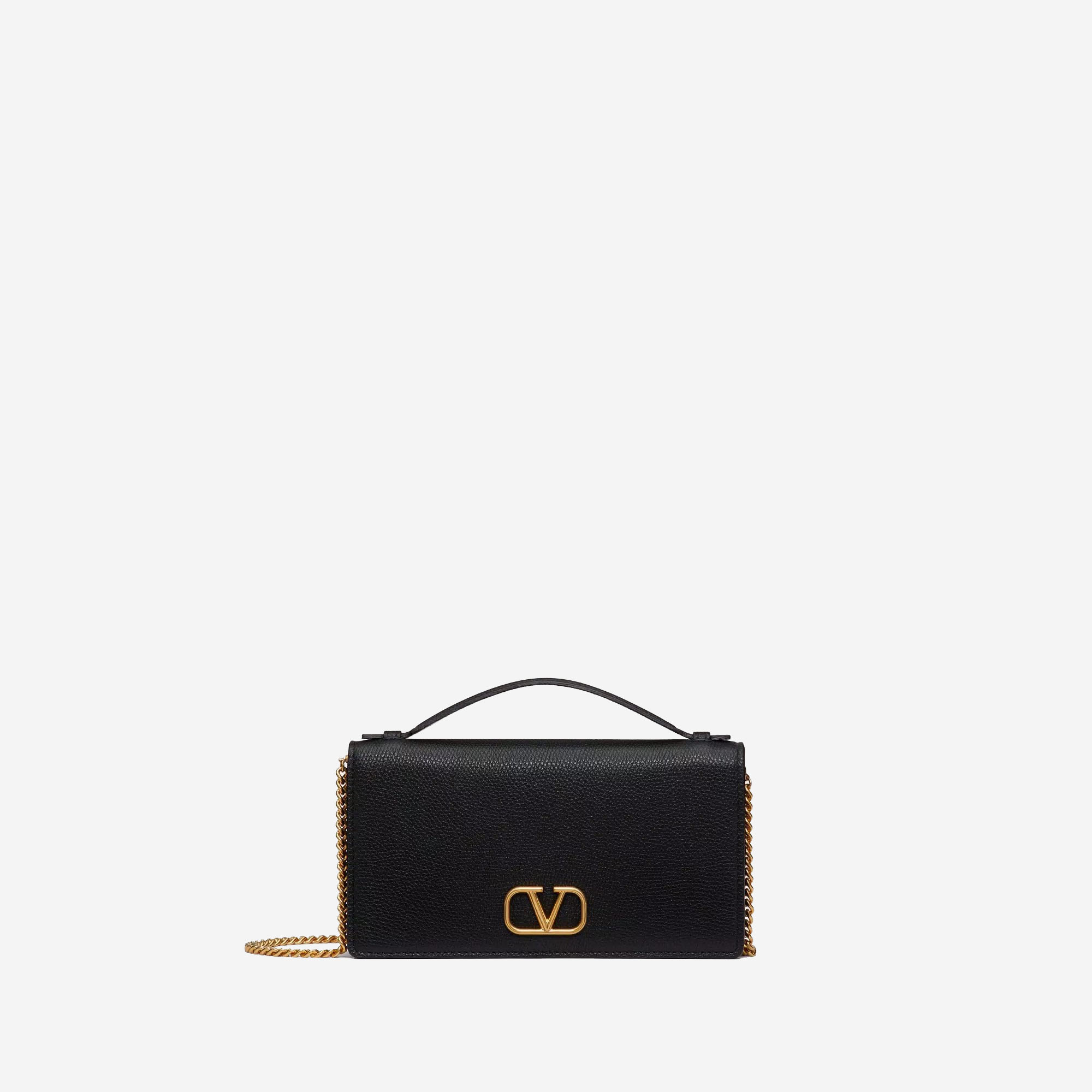  Valentino V Logo Signature Grainy Calfskin Wallet with Chain (Pre-Order Within 14 Days) 
