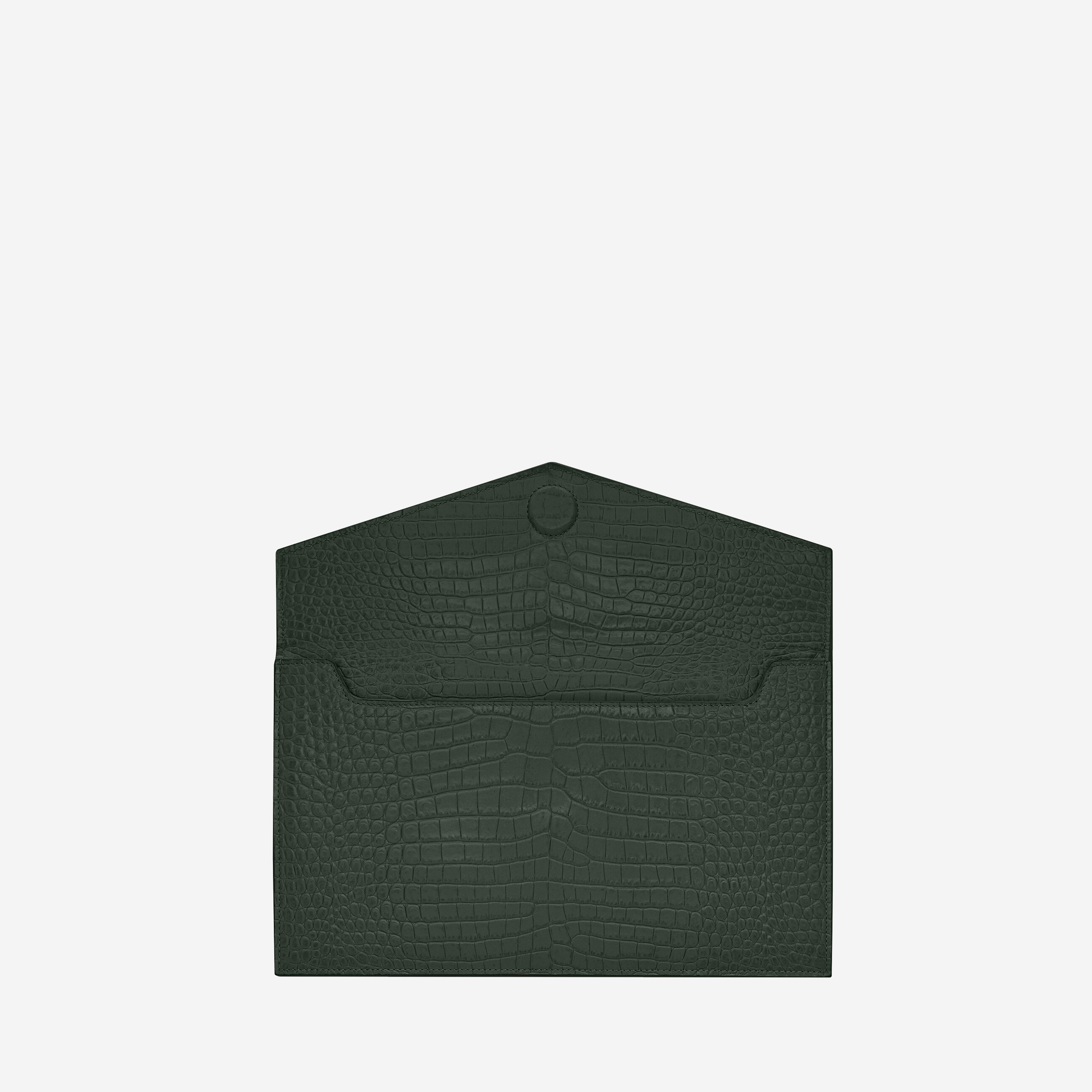  Saint Laurent Uptown Pouch In Crocodile-Embossed Shiny Leather 