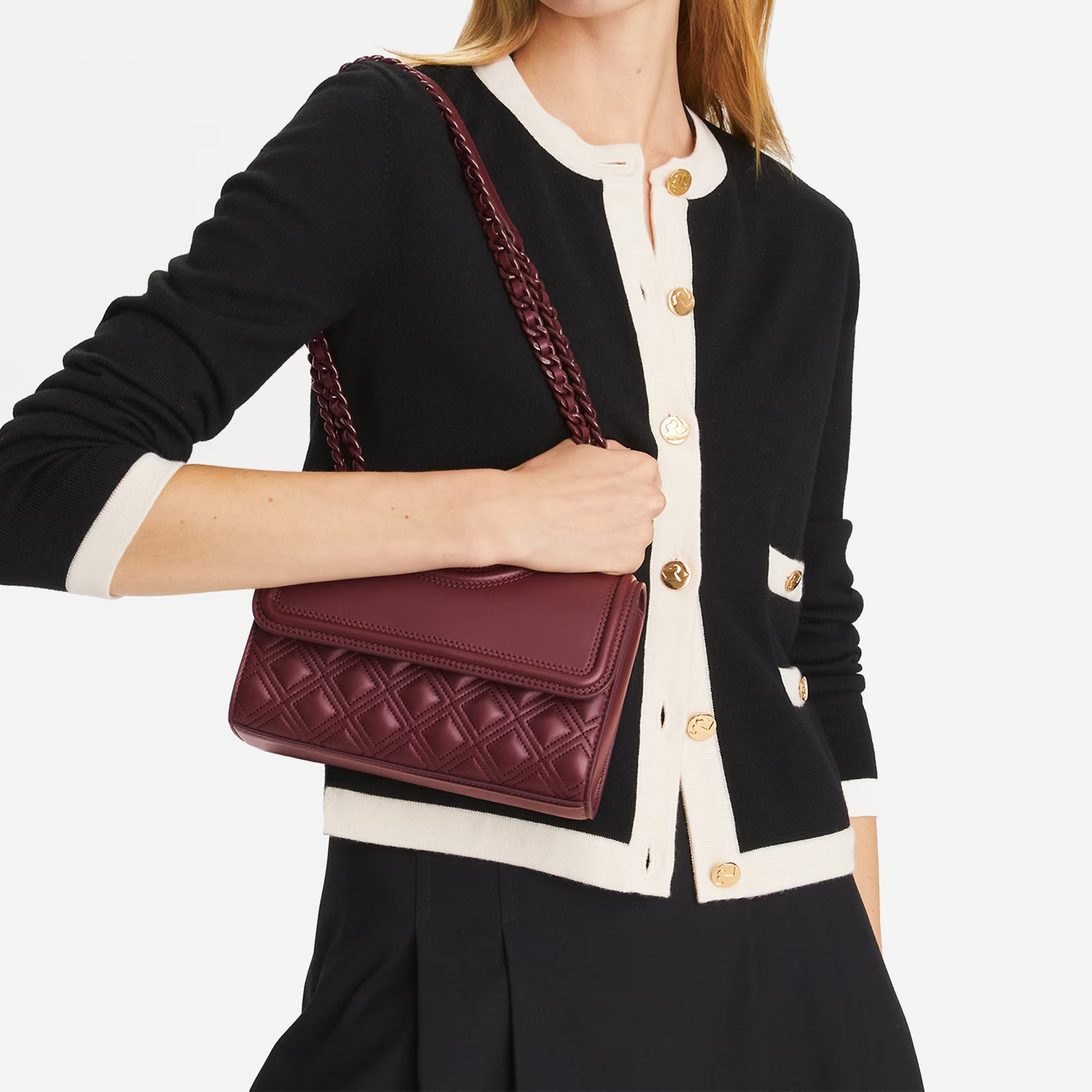  Tory Burch Fleming small convertible shoulder bag Burgundy  