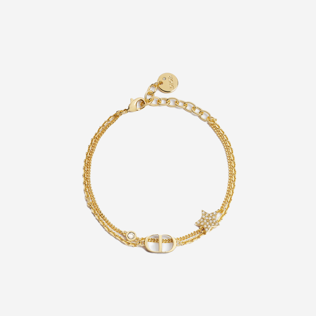  Dior Petit CD Double Bracelet Gold-Finish Metal and Sparkling Crystals  