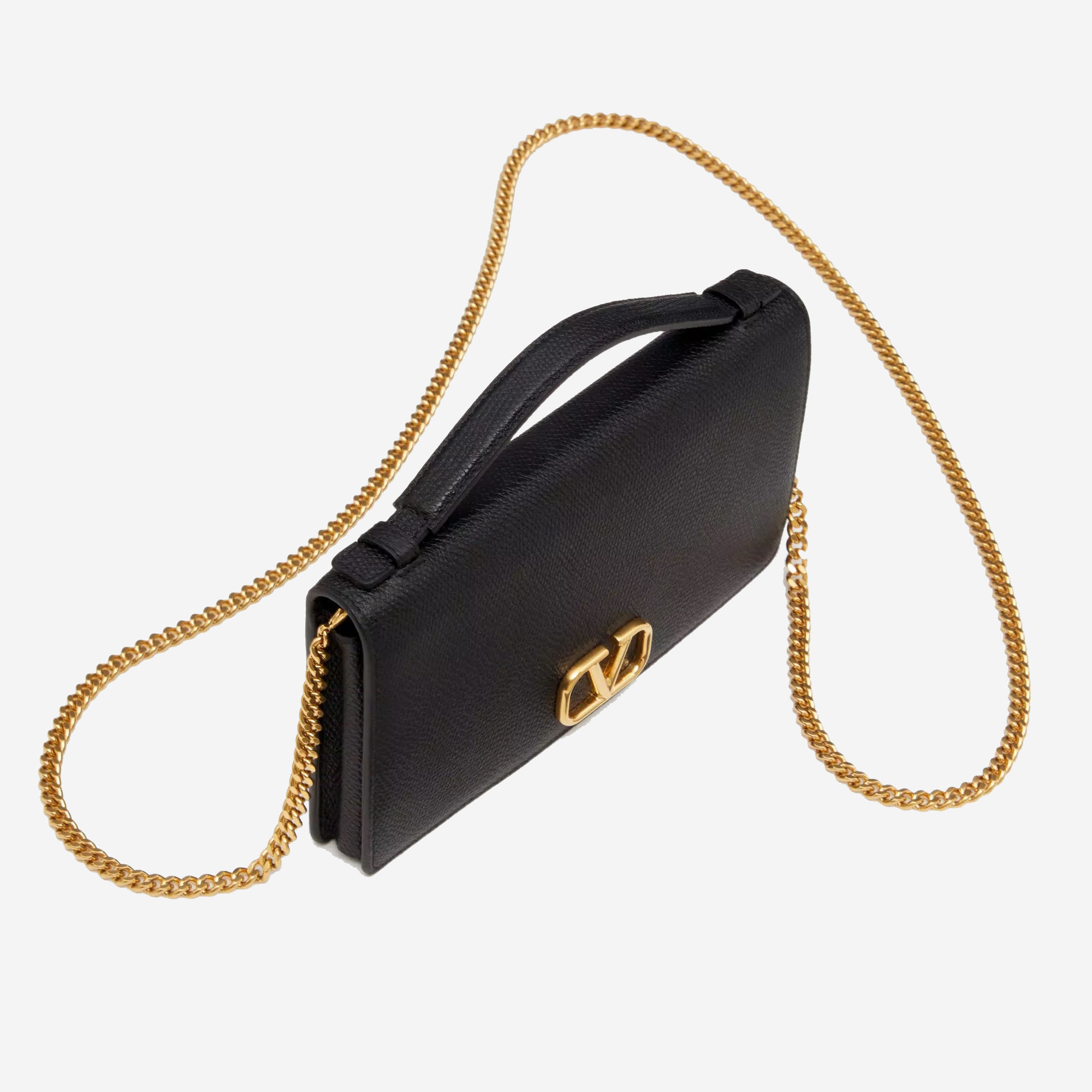  Valentino V Logo Signature Grainy Calfskin Wallet with Chain (Pre-Order Within 14 Days) 