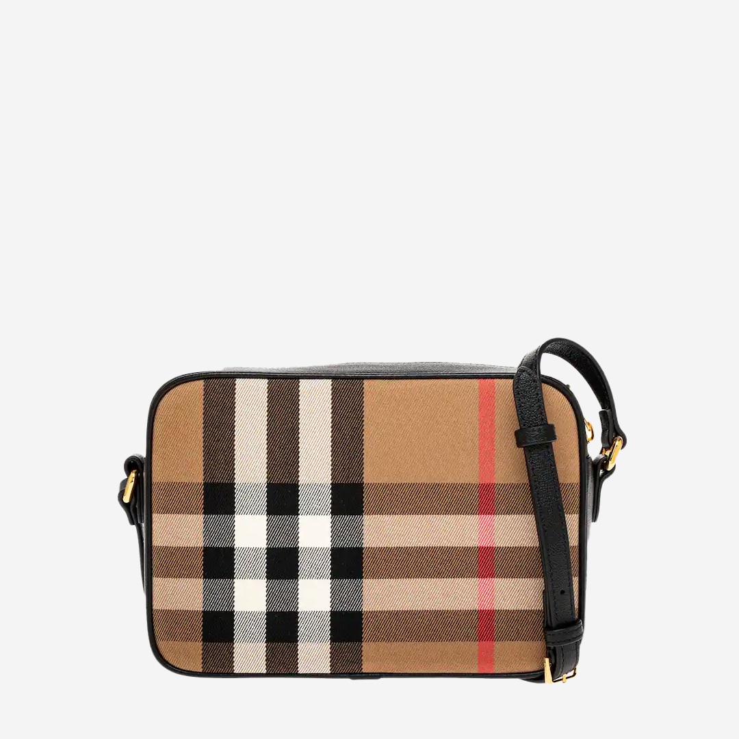  Burberry Camera Leather Cross Body Shoulder Bag Black 