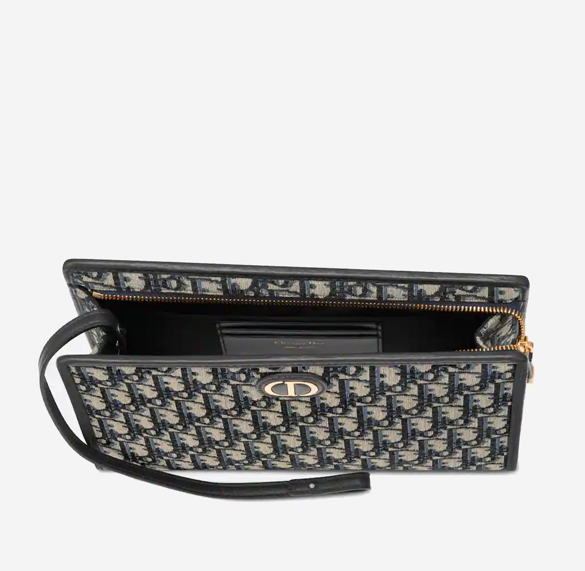  Dior 30 Montaigne Dea Pouch Blue Oblique Jacquard 