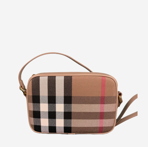  Burberry Camera Leather Cross Body Shoulder Bag Chestnut Beige 