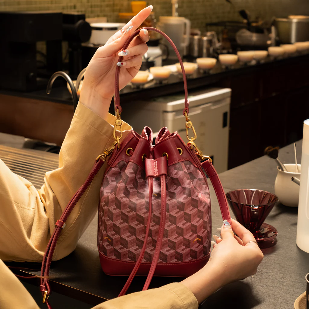 Christy Ng Giorgio Bucket Bag Burgundy