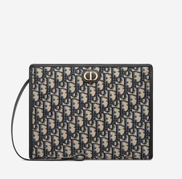  Dior 30 Montaigne Dea Pouch Blue Oblique Jacquard 
