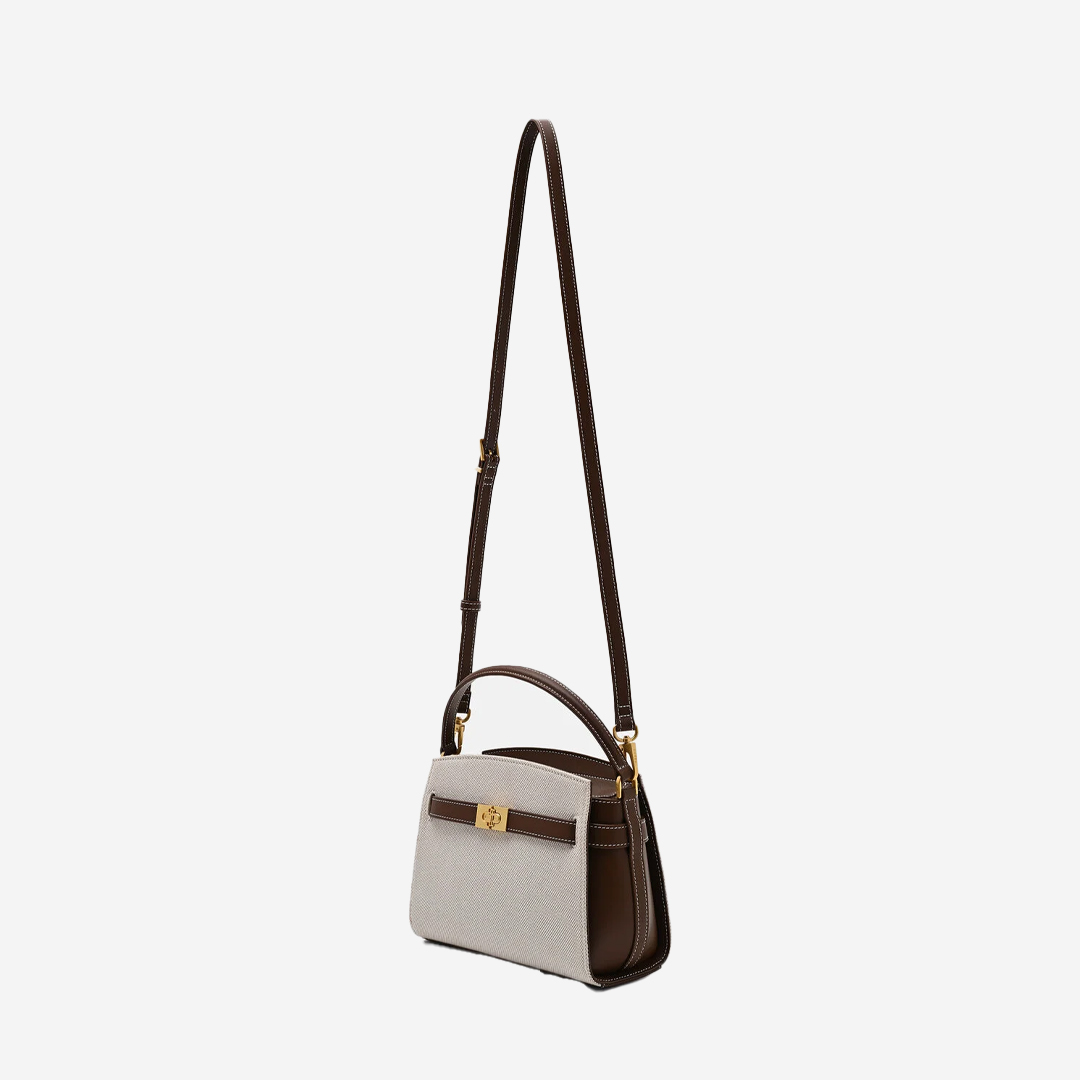  Pedro Belted Canvas Handbag - Dark Brown Canvas 