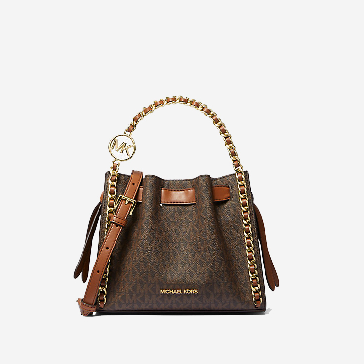  Michael Kors Mina Small Signature Logo Chain Crossbody Bag 