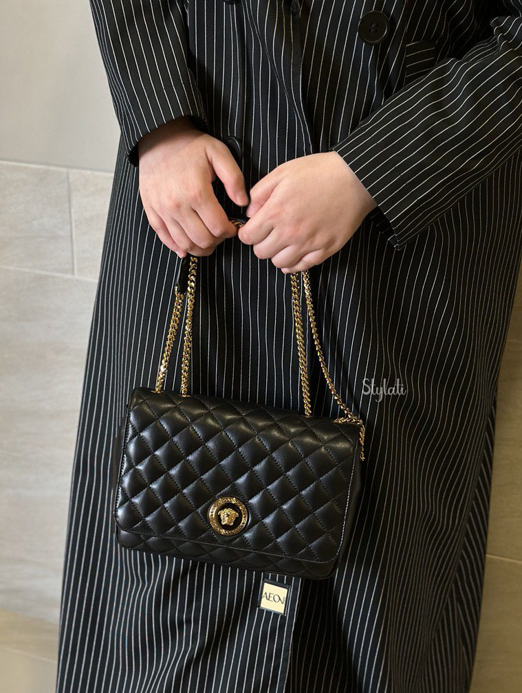  Versace Quilted Lamb Leather Shoulder Bag 