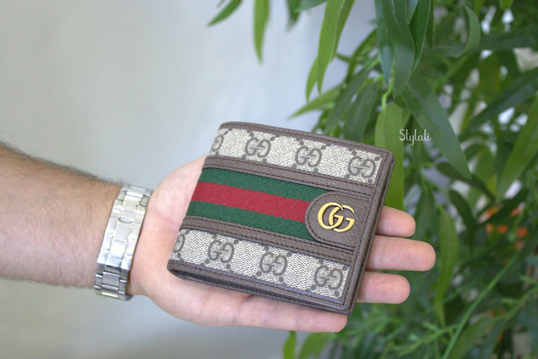  محفظة رجالية أوفيديا GG بلون البيج بجلد بني ماركة غوتشي 