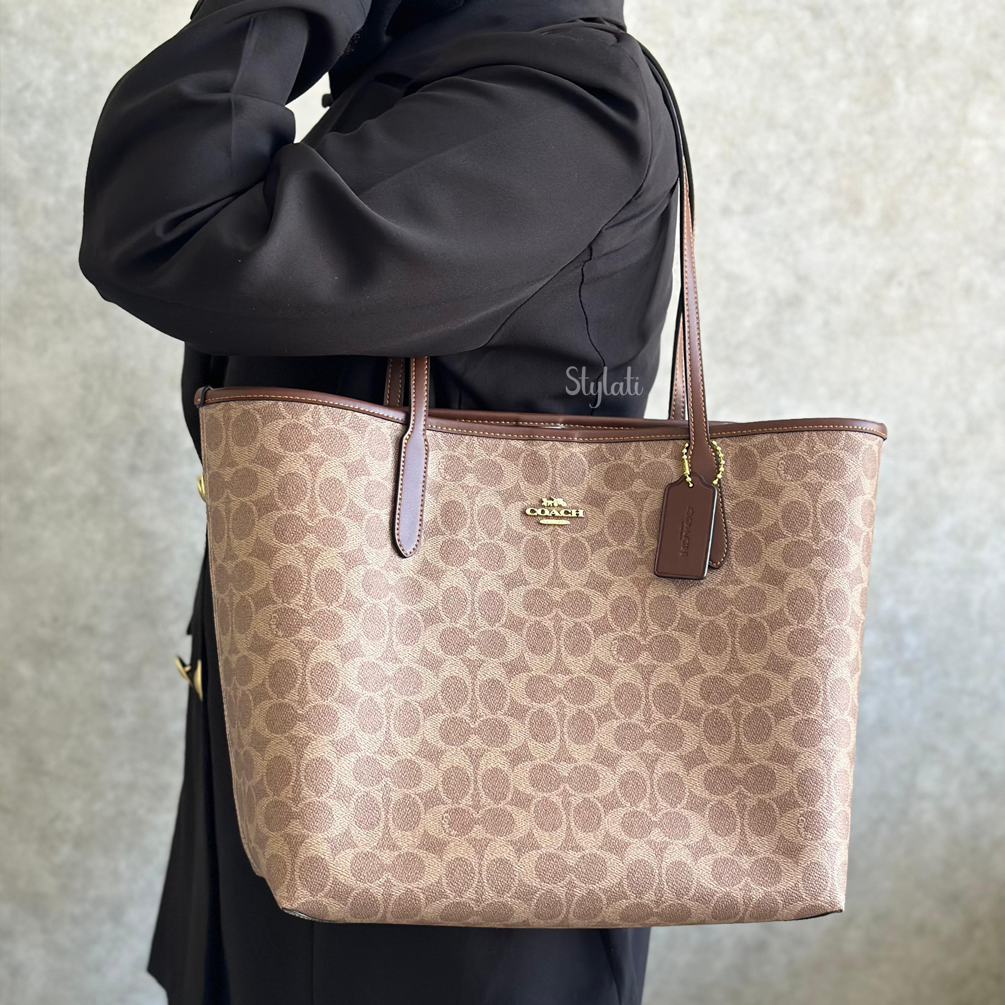  Coach City Tote Bag In Signature Canvas Tan/Brown (Pre-Order Within 14 Days) 