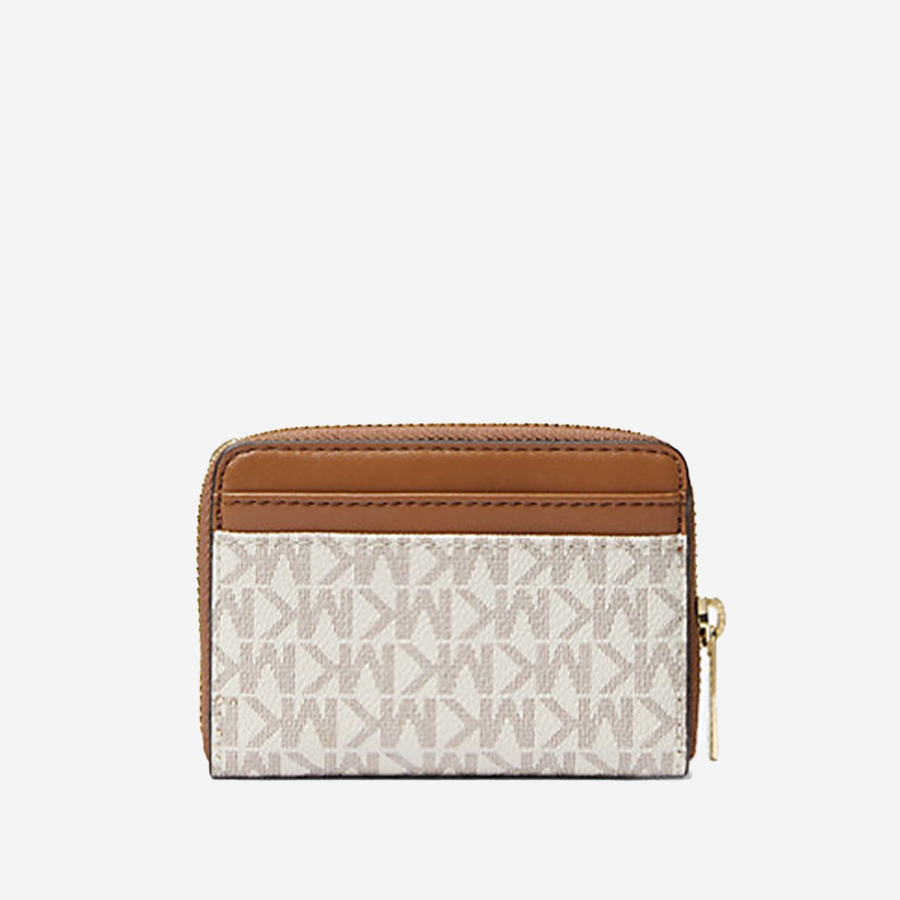  Michael Kors Jet Set Travel Medium Logo Zip-Around Card Case Vanilla  