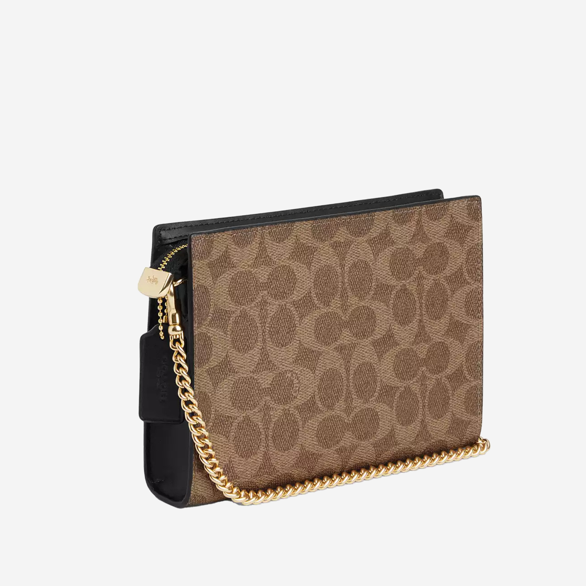  Coach Slim Crossbody Bag In Signature Canvas Gold/Tan/Black 